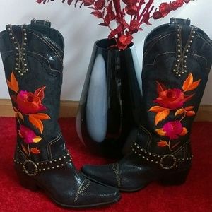 Multi-Material Cowboy Boots
